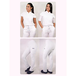 Dúo Clínico Delantal Amapola + Pantalón Spandex Blanco — libreta de bolsillo para estudiantes de enfermería | Enfermera Rosada