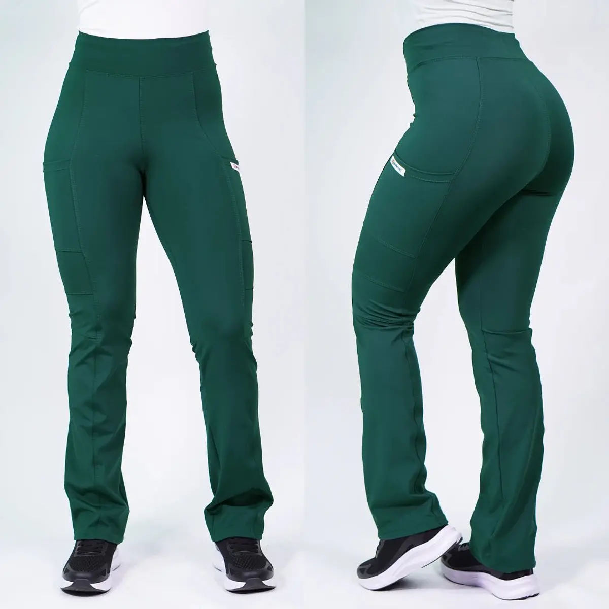 Dúo Clínico Delantal Amapola + Pantalón Flexxy Verde Botella — libreta de bolsillo para estudiantes de enfermería | Enfermera Rosada (3)