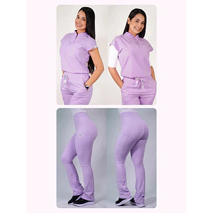 Dúo Clínico Delantal Amapola + Pantalón Flexxy Lila Pastel — libreta de bolsillo para estudiantes de enfermería | Enfermera Rosada