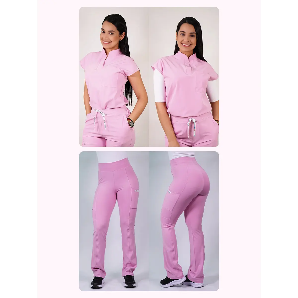 Dúo Clínico Delantal Amapola + Pantalón Flexxy Rosado — libreta de bolsillo para estudiantes de enfermería | Enfermera Rosada (1)