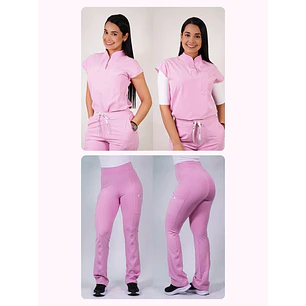 Dúo Clínico Delantal Amapola + Pantalón Flexxy Rosado — libreta de bolsillo para estudiantes de enfermería | Enfermera Rosada