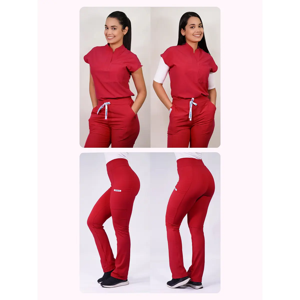 Dúo Clínico Delantal Amapola + Pantalón Flexxy Rojo — libreta de bolsillo para estudiantes de enfermería | Enfermera Rosada (1)