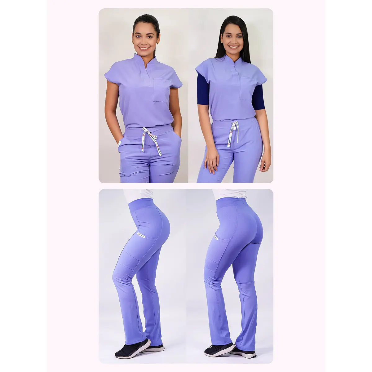 Dúo Clínico Delantal Amapola + Pantalón Flexxy Celeste — libreta de bolsillo para estudiantes de enfermería | Enfermera Rosada (1)