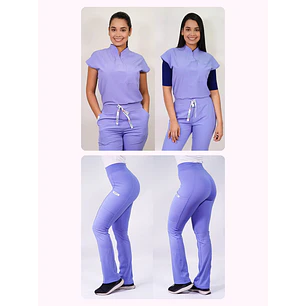 Dúo Clínico Delantal Amapola + Pantalón Flexxy Celeste — libreta de bolsillo para estudiantes de enfermería | Enfermera Rosada