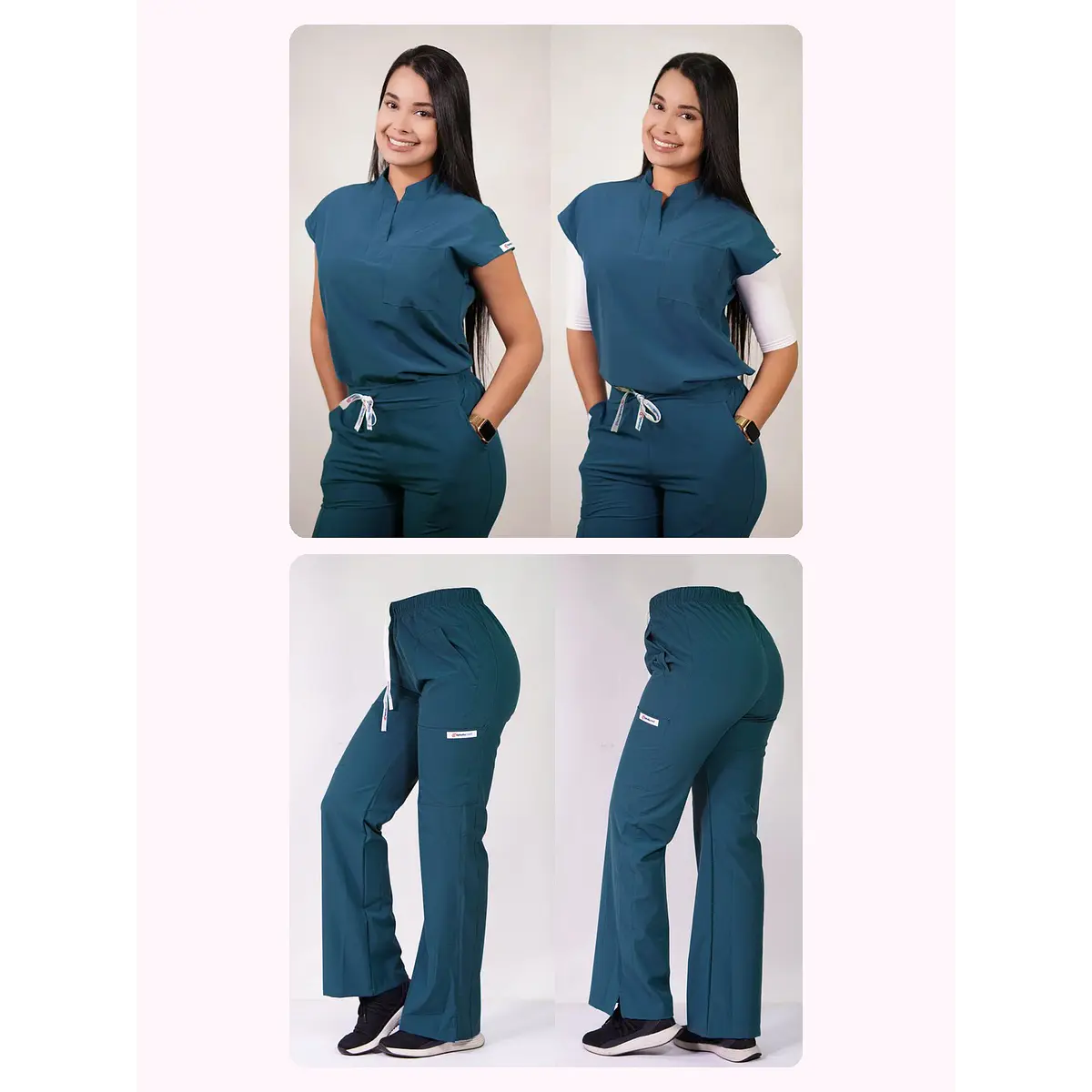 Dúo Clínico Delantal Amapola + Pantalón Roma Verde Petróleo — libreta de bolsillo para estudiantes de enfermería | Enfermera Rosada (1)