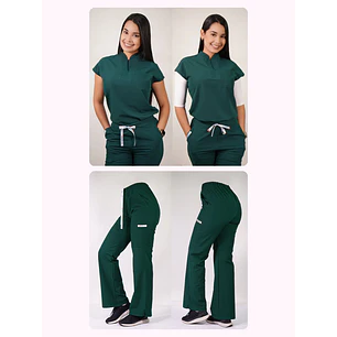 Dúo Clínico Delantal Amapola + Pantalón Roma Verde Botella — libreta de bolsillo para estudiantes de enfermería | Enfermera Rosada