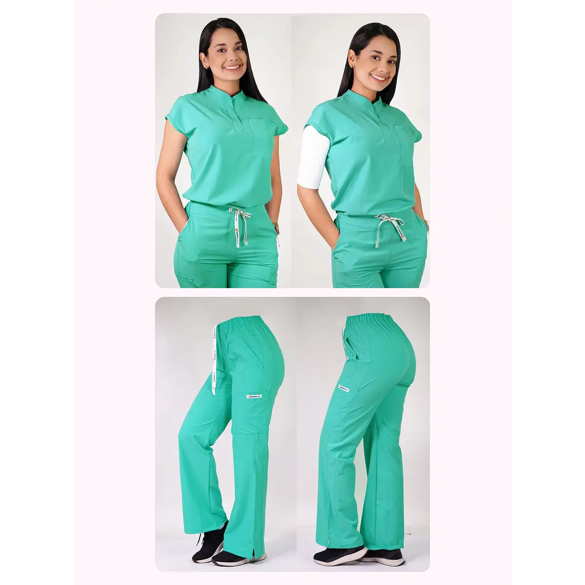 Dúo Clínico Delantal Amapola + Pantalón Roma Verde Pastel — libreta de bolsillo para estudiantes de enfermería | Enfermera Rosada (1)