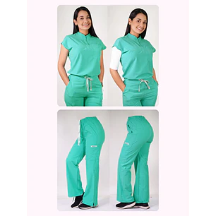 Dúo Clínico Delantal Amapola + Pantalón Roma Verde Pastel — libreta de bolsillo para estudiantes de enfermería | Enfermera Rosada