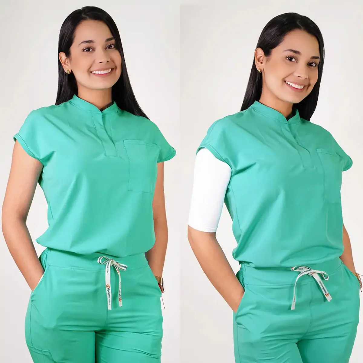 Dúo Clínico Delantal Amapola + Pantalón Roma Verde Pastel — libreta de bolsillo para estudiantes de enfermería | Enfermera Rosada (2)