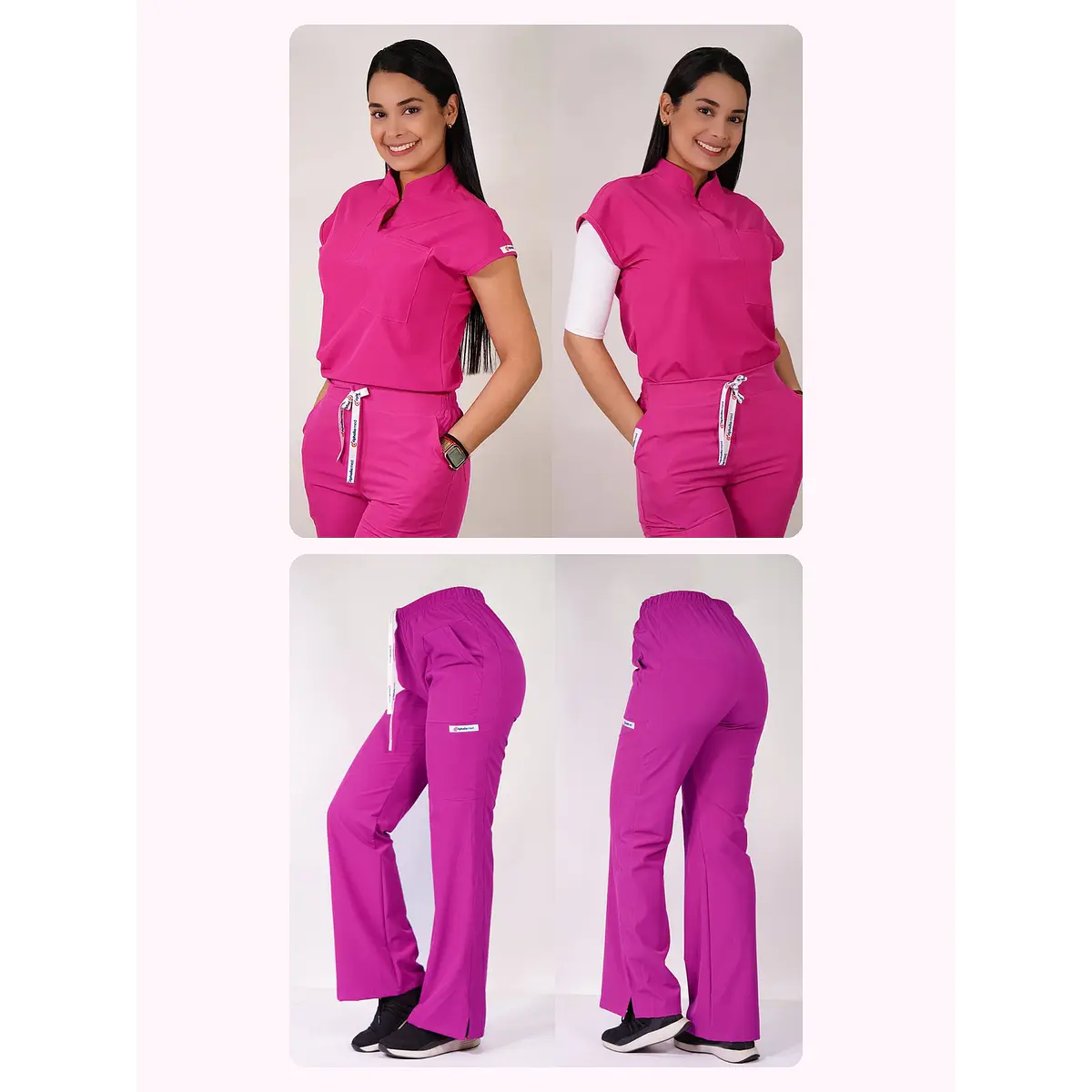 Dúo Clínico Delantal Amapola + Pantalón Roma Fucsia — libreta de bolsillo para estudiantes de enfermería | Enfermera Rosada (1)