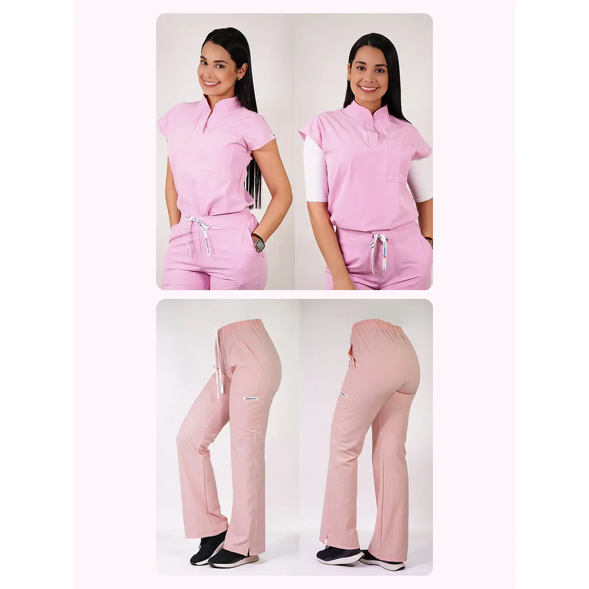 Dúo Clínico Delantal Amapola + Pantalón Roma Rosado — libreta de bolsillo para estudiantes de enfermería | Enfermera Rosada (1)