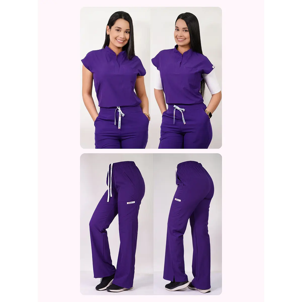Dúo Clínico Delantal Amapola + Pantalón Roma Morado — libreta de bolsillo para estudiantes de enfermería | Enfermera Rosada (1)