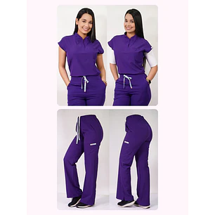 Dúo Clínico Delantal Amapola + Pantalón Roma Morado — libreta de bolsillo para estudiantes de enfermería | Enfermera Rosada