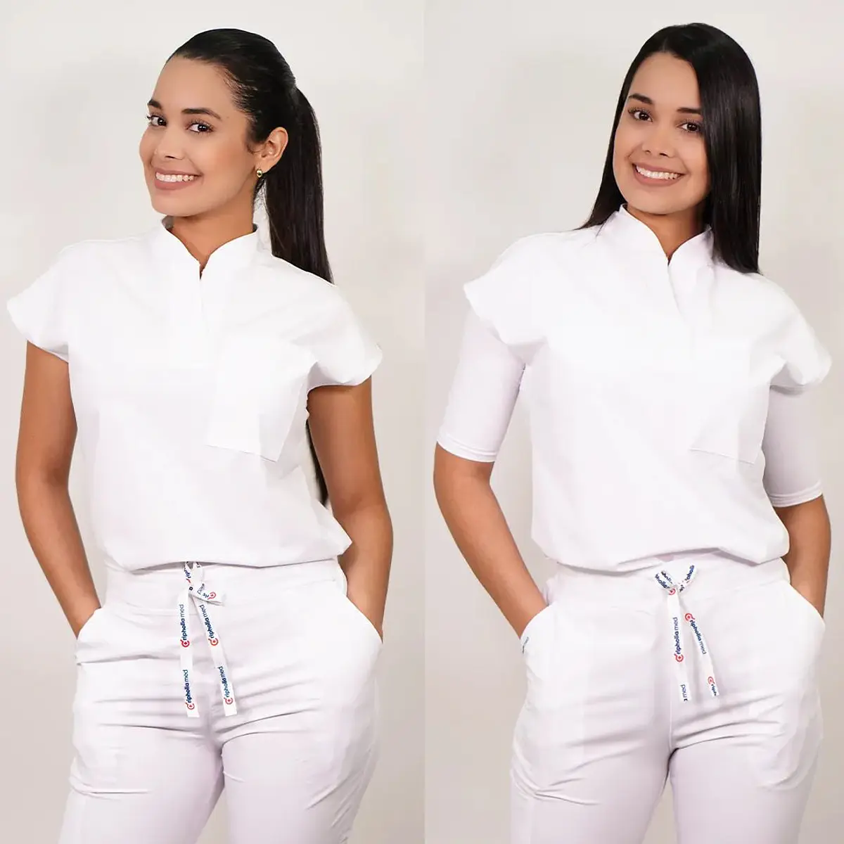 Dúo Clínico Delantal Amapola + Pantalón Roma Blanco — libreta de bolsillo para estudiantes de enfermería | Enfermera Rosada (2)