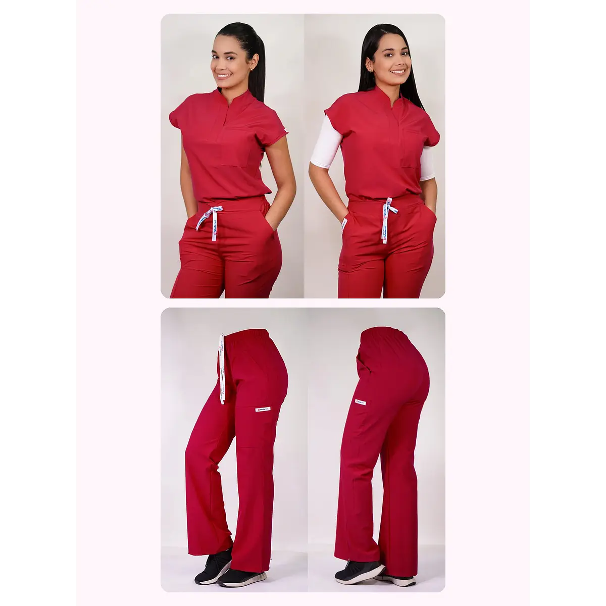 Dúo Clínico Delantal Amapola + Pantalón Roma Rojo — libreta de bolsillo para estudiantes de enfermería | Enfermera Rosada (1)