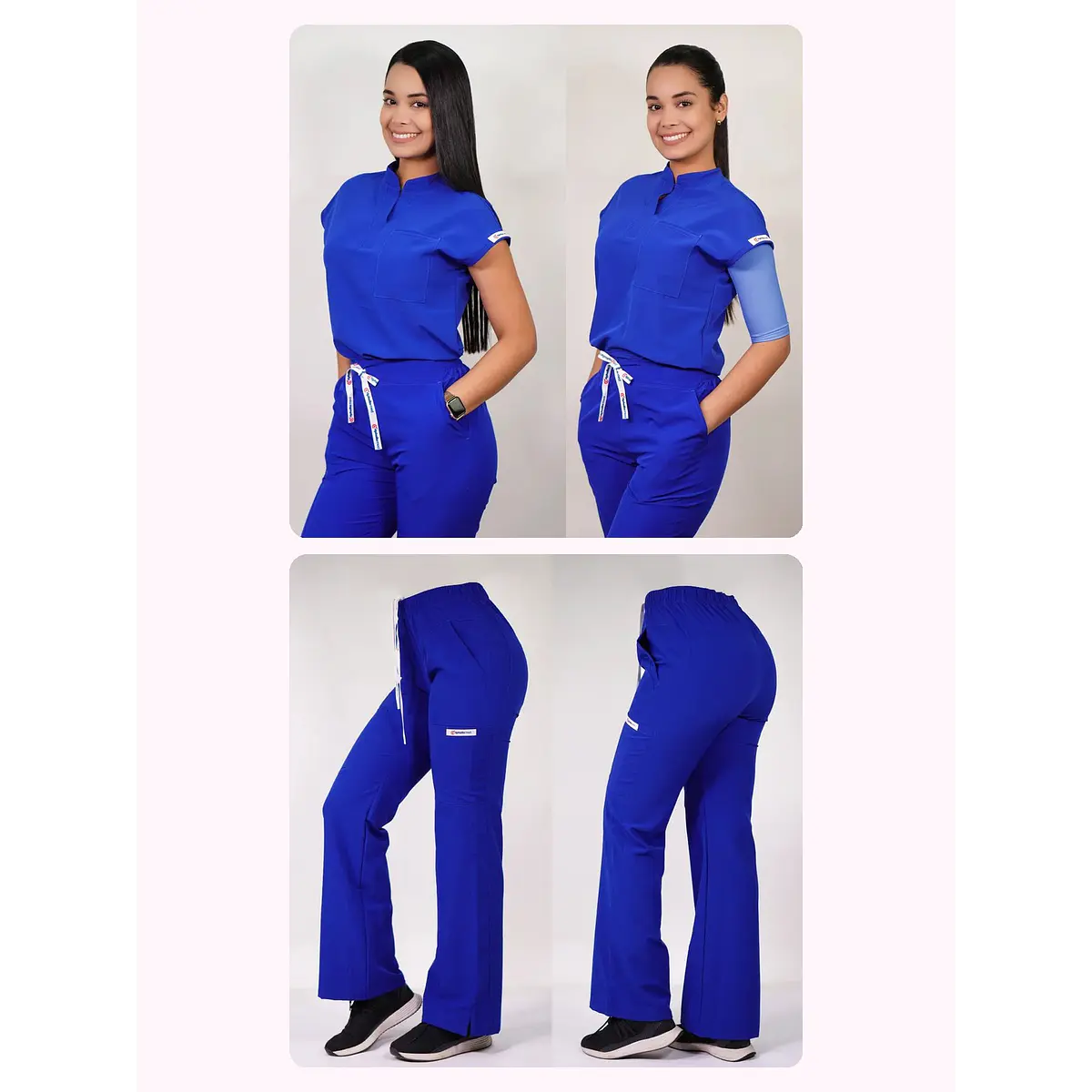 Dúo Clínico Delantal Amapola + Pantalón Roma Azul Rey — libreta de bolsillo para estudiantes de enfermería | Enfermera Rosada (1)