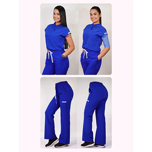 Dúo Clínico Delantal Amapola + Pantalón Roma Azul Rey — libreta de bolsillo para estudiantes de enfermería | Enfermera Rosada