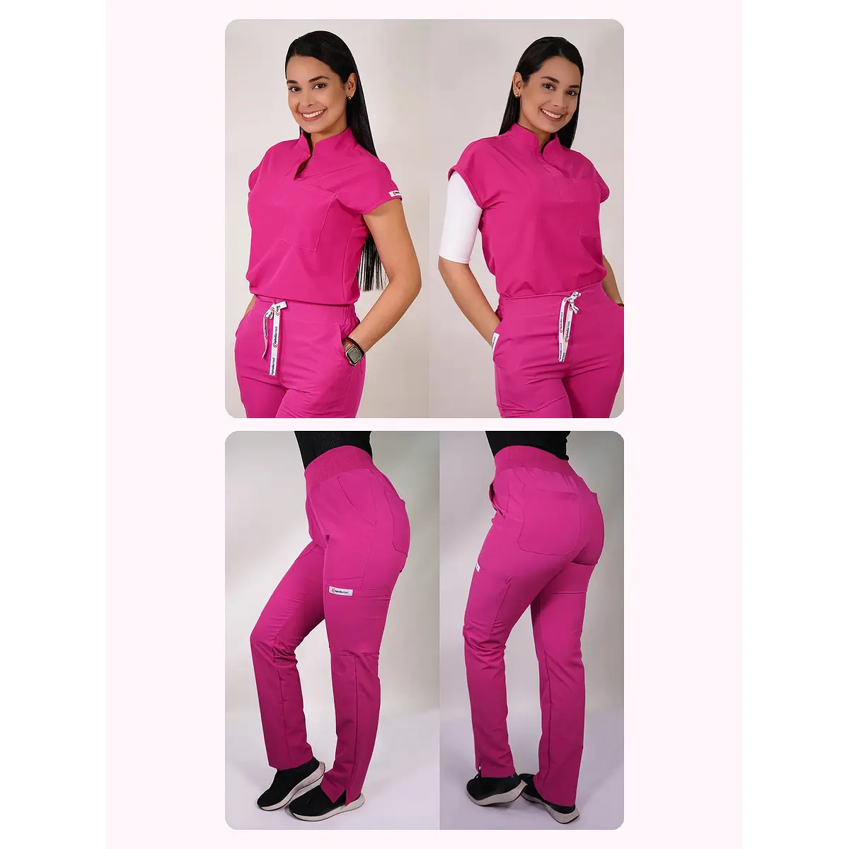 Dúo Clínico Delantal Amapola + Pantalón PM Fucsia — libreta de bolsillo para estudiantes de enfermería | Enfermera Rosada (1)