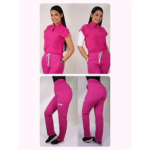 Dúo Clínico Delantal Amapola + Pantalón PM Fucsia — libreta de bolsillo para estudiantes de enfermería | Enfermera Rosada