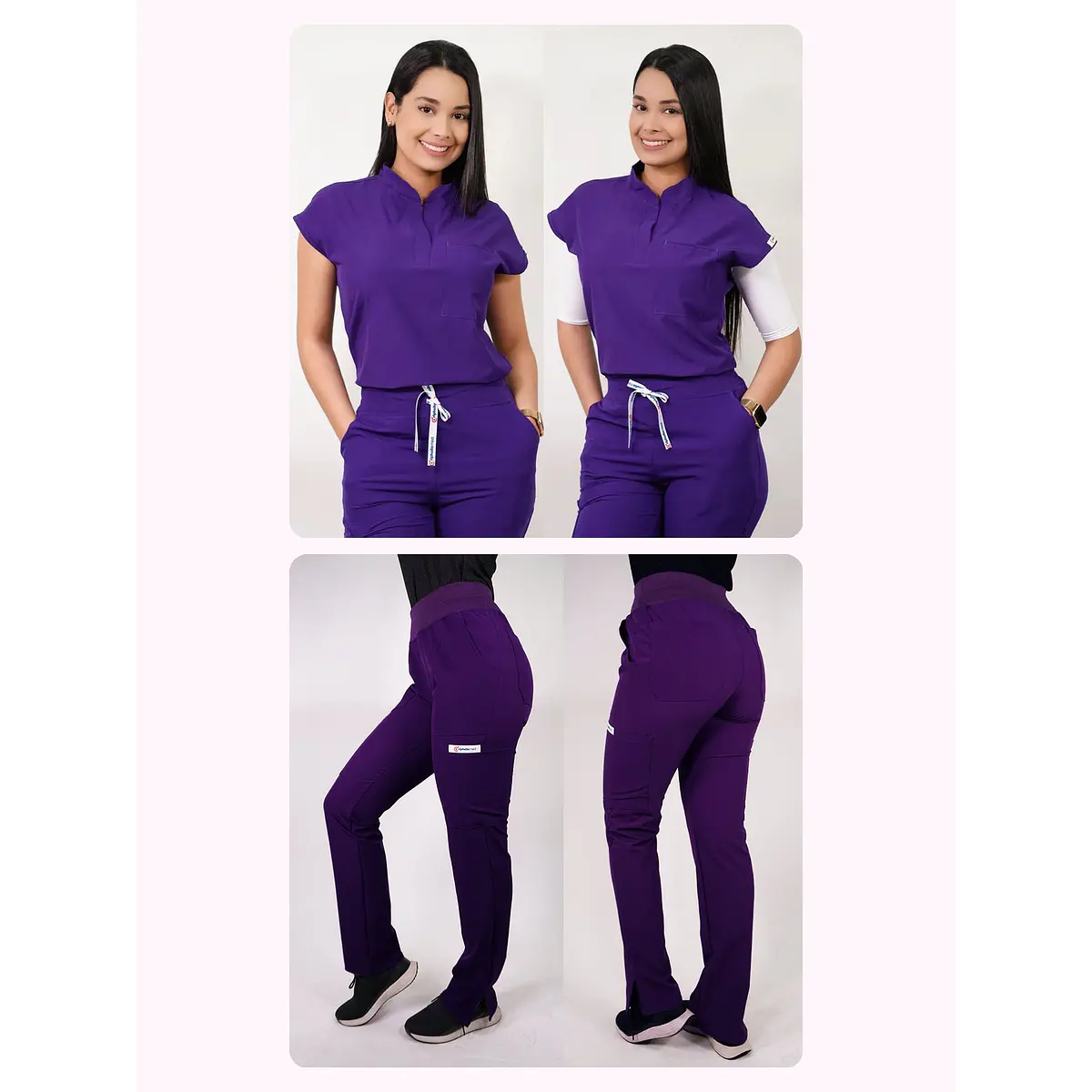 Dúo Clínico Delantal Amapola + Pantalón PM Morado — libreta de bolsillo para estudiantes de enfermería | Enfermera Rosada (1)