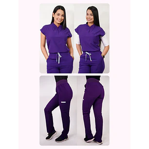 Dúo Clínico Delantal Amapola + Pantalón PM Morado — libreta de bolsillo para estudiantes de enfermería | Enfermera Rosada