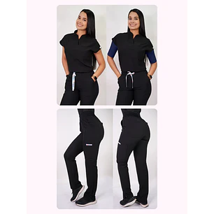Dúo Clínico Delantal Amapola + Pantalón PM Negro — libreta de bolsillo para estudiantes de enfermería | Enfermera Rosada