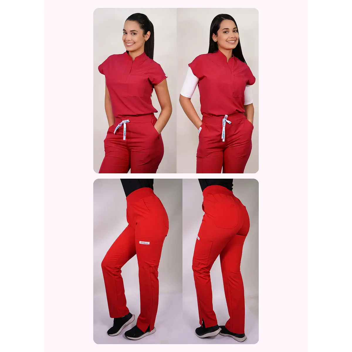Dúo Clínico Delantal Amapola + Pantalón PM Rojo — libreta de bolsillo para estudiantes de enfermería | Enfermera Rosada (1)