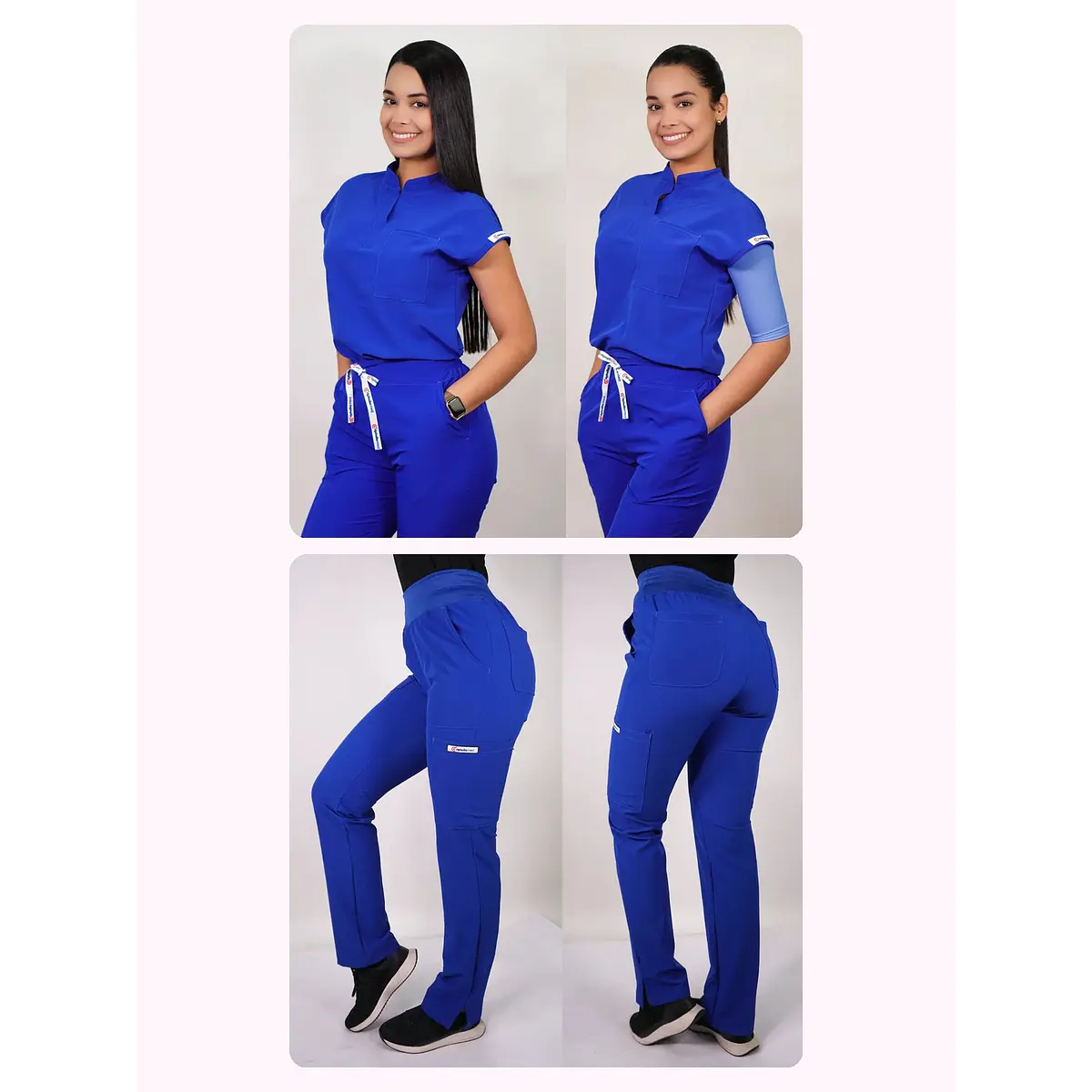 Dúo Clínico Delantal Amapola + Pantalón PM Azul Rey — libreta de bolsillo para estudiantes de enfermería | Enfermera Rosada (1)