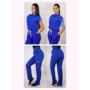 Dúo Clínico Delantal Amapola + Pantalón PM Azul Rey — libreta de bolsillo para estudiantes de enfermería | Enfermera Rosada