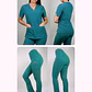 Dúo Clínico Delantal Cuello V + Pantalón Spandex Verde Turquesa - Miniatura 1