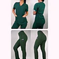 Dúo Clínico Delantal Cuello V + Pantalón Spandex Verde Botella - Miniatura 1