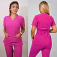 Dúo Clínico Delantal Cuello V + Pantalón Spandex Fucsia - Miniatura 2