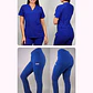 Dúo Clínico Delantal Cuello V + Pantalón Spandex Azul Rey - Miniatura 1