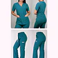 Dúo Clínico Delantal Cuello V + Pantalón Roma Verde Turquesa - Miniatura 1