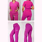 Dúo Clínico Delantal Cuello V + Pantalón Roma Fucsia - Miniatura 1