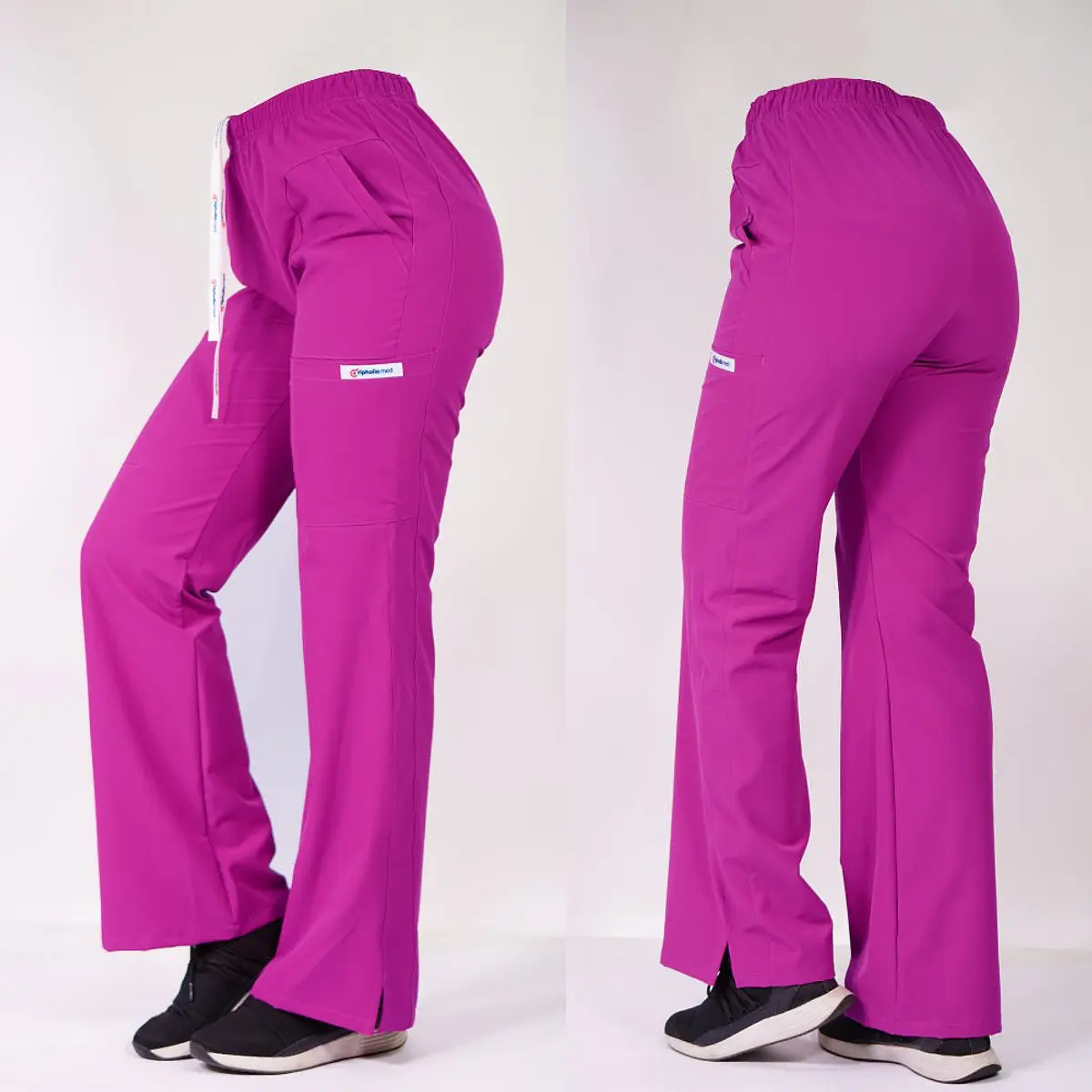 Dúo Clínico Delantal Cuello V + Pantalón Roma Fucsia — libreta de bolsillo para estudiantes de enfermería | Enfermera Rosada (3)