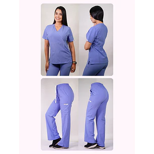 Dúo Clínico Delantal Cuello V + Pantalón Roma Celeste — libreta de bolsillo para estudiantes de enfermería | Enfermera Rosada
