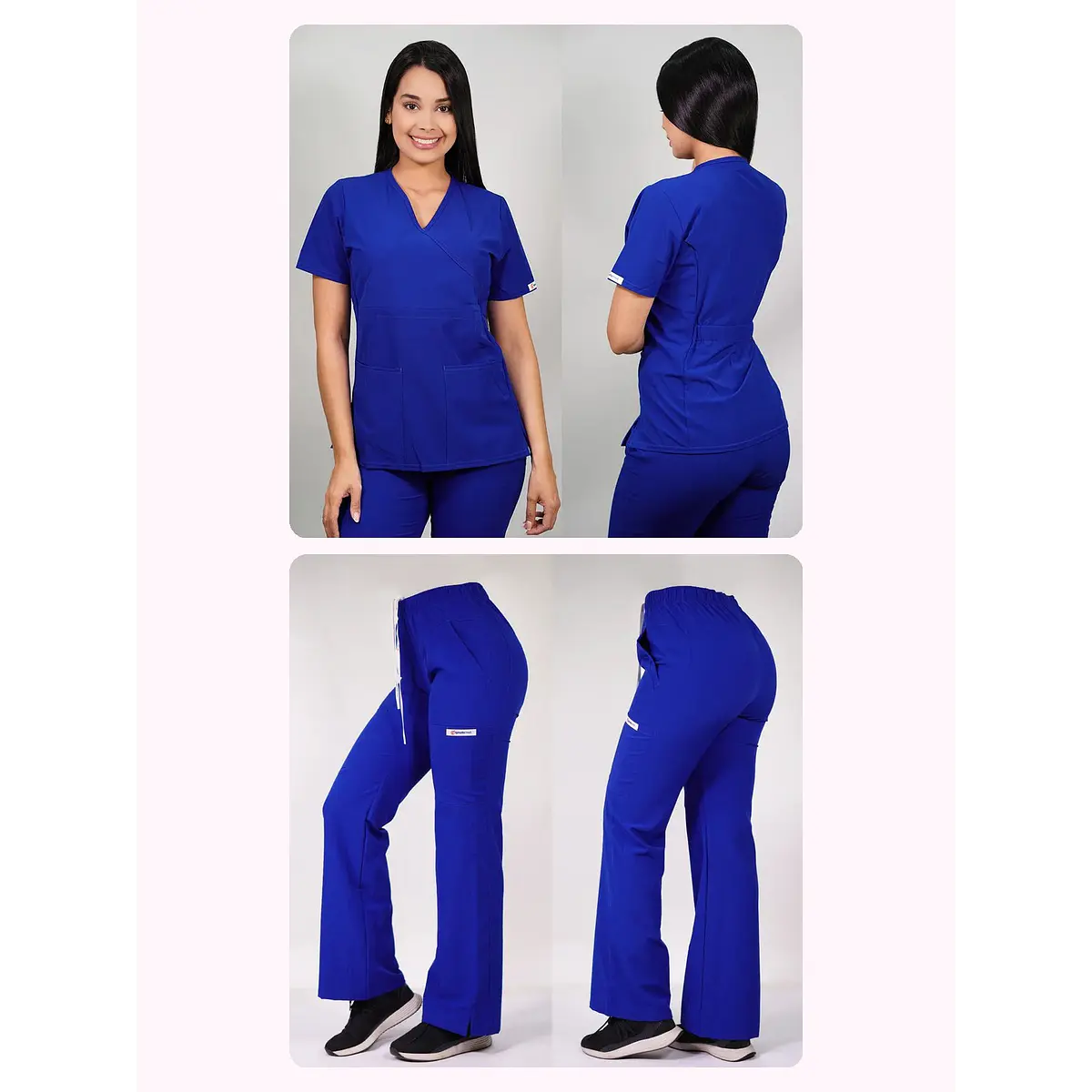 Dúo Clínico Delantal Cuello V + Pantalón Roma Azul Rey — libreta de bolsillo para estudiantes de enfermería | Enfermera Rosada (1)