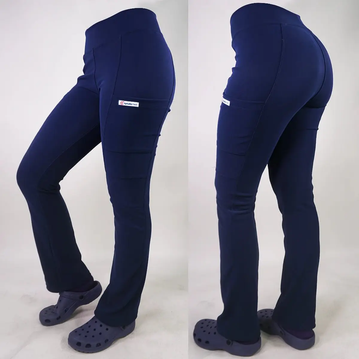 Dúo Clínico Delantal Maternal + Pantalón Spandex Azul Marino — libreta de bolsillo para estudiantes de enfermería | Enfermera Rosada (3)