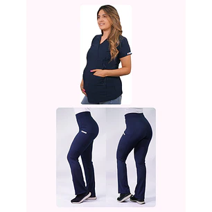 Dúo Clínico Delantal Maternal + Pantalón Flexxy Azul Marino — libreta de bolsillo para estudiantes de enfermería | Enfermera Rosada