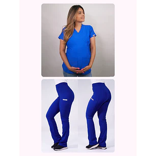 Dúo Clínico Delantal Maternal + Pantalón Flexxy Azul Rey — libreta de bolsillo para estudiantes de enfermería | Enfermera Rosada