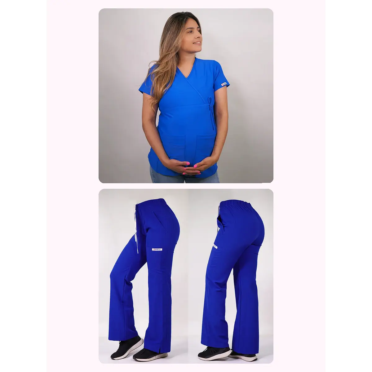 Dúo Clínico Delantal Maternal + Pantalón Roma Azul Rey — libreta de bolsillo para estudiantes de enfermería | Enfermera Rosada (1)