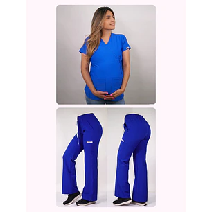 Dúo Clínico Delantal Maternal + Pantalón Roma Azul Rey — libreta de bolsillo para estudiantes de enfermería | Enfermera Rosada