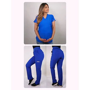 Dúo Clínico Delantal Maternal + Pantalón PM Azul Rey — libreta de bolsillo para estudiantes de enfermería | Enfermera Rosada