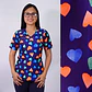 Delantal Elasticado Estampado Mujer Corazones de Colores Morado - Miniatura 1