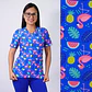 Delantal Elasticado Estampado Mujer Frutas Azul Rey - Miniatura 1