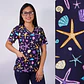 Delantal Elasticado Estampado Mujer Estrellas de Mar Morado - Miniatura 1