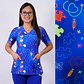 Delantal Elasticado Estampado Mujer Flores Azul Rey - Miniatura 1