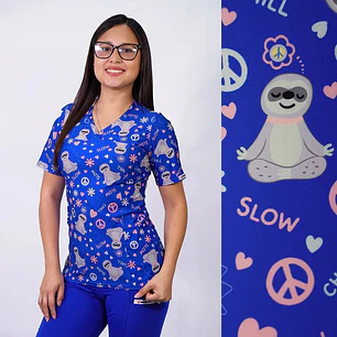 Delantal Elasticado Estampado Mujer Ositos Azul Rey — libreta de bolsillo para estudiantes de enfermería | Enfermera Rosada