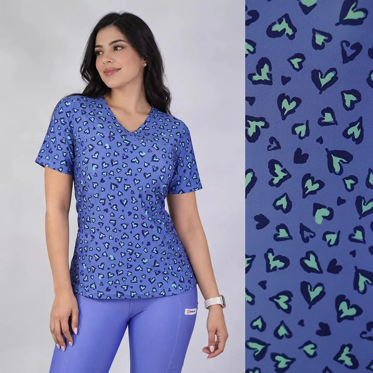 Delantal Elasticado Estampado Mujer Animal Print Celeste — libreta de bolsillo para estudiantes de enfermería | Enfermera Rosada (1)